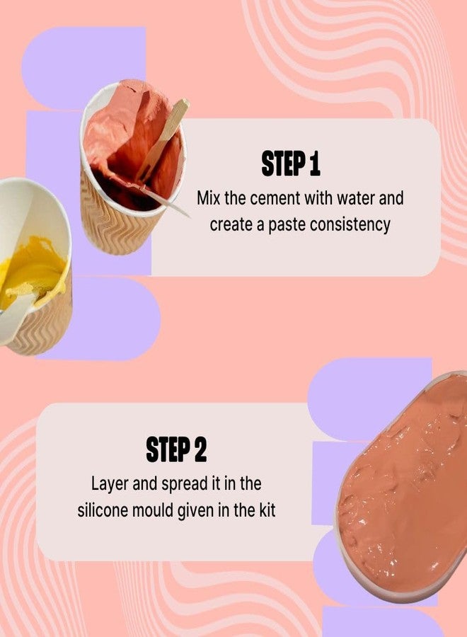 Kitsters DIY Cement Trinket Tray Kit | Coloured Cement - Silicone Mould | Birthday Gifting Item | Home - Kitchen - Office Table Decor | Activity for Kids & Adults | Detailed Video Workshop Included - Image 3